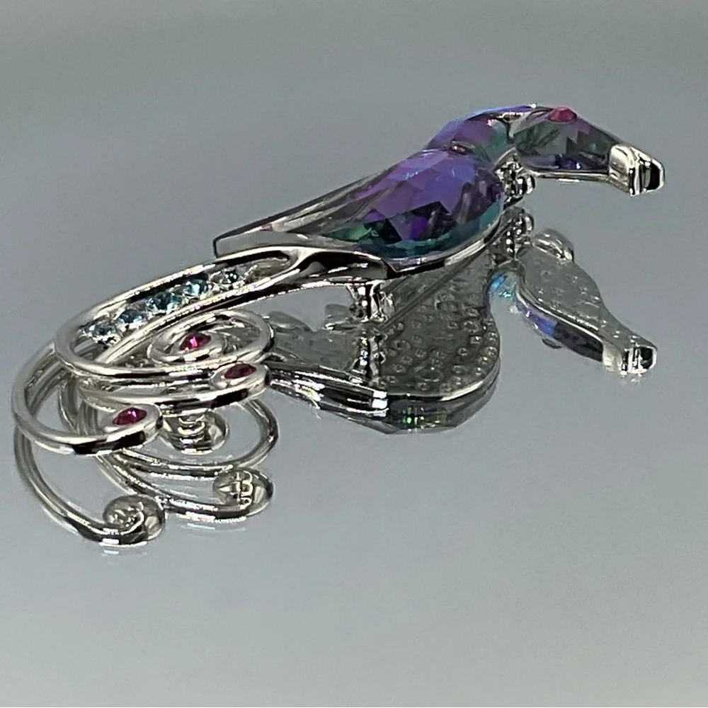 Swarovski Blue and Silver Seahorse Brooch